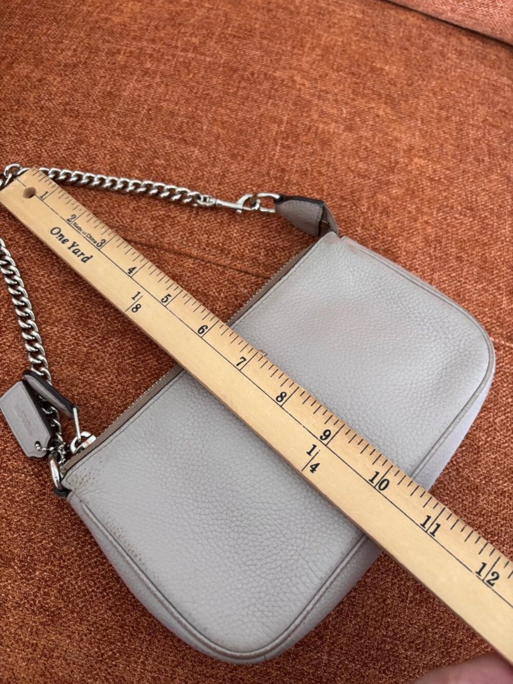 COACH Nolita Wristlet Bag Pebbled Leather Chain Clutch Neutral Nude - Picture 7 of 12